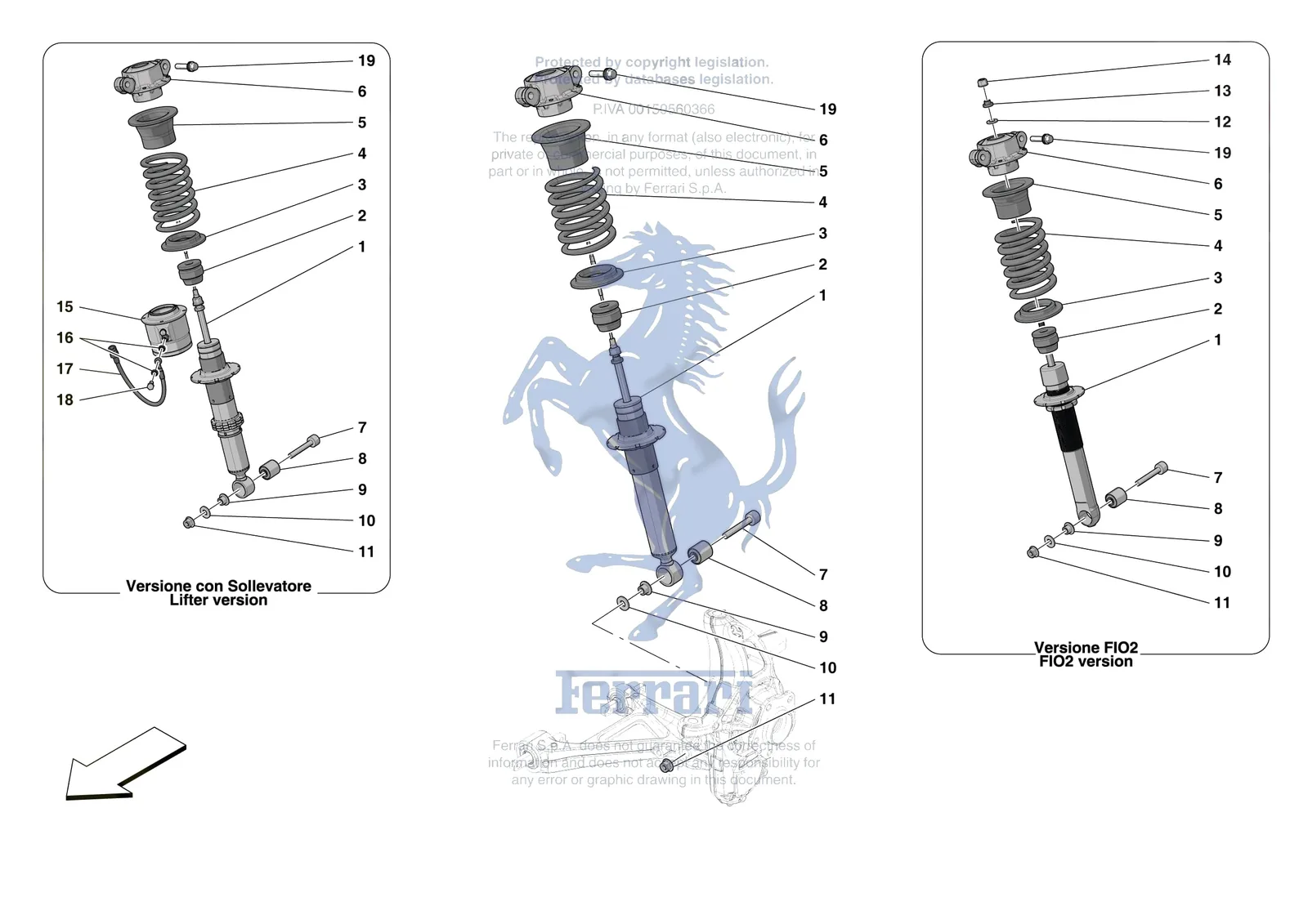 Ferrari 296 GTB [MECHANICAL SYSTEM] - D.25.01 - FRONT SUSPENSION - SHOCK ABSORBERS exploded diagram