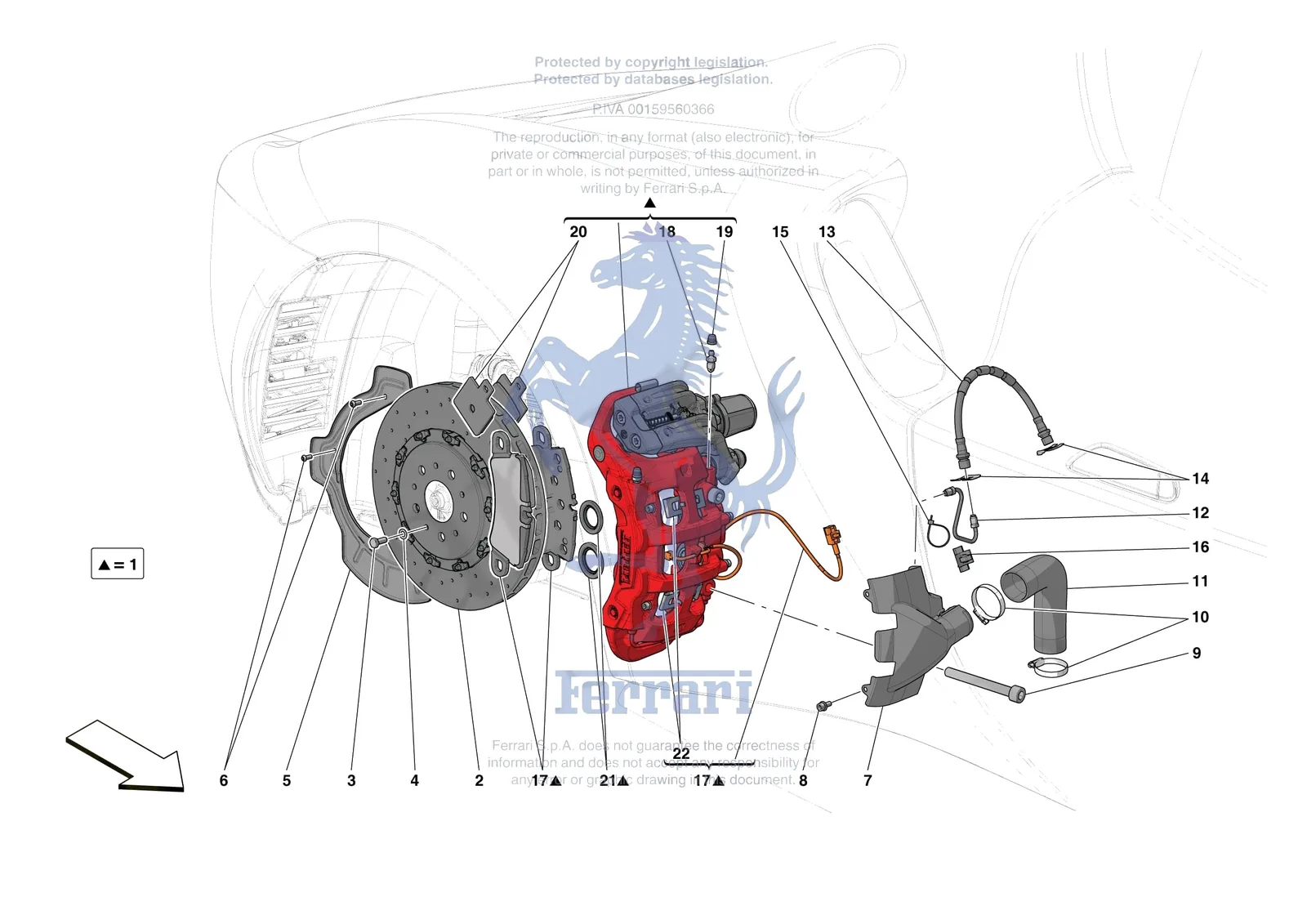 Ferrari 296 GTB [MECHANICAL SYSTEM] - D.27.03 - REAR SUSPENSION - CALIPERS AND DISCS exploded diagram