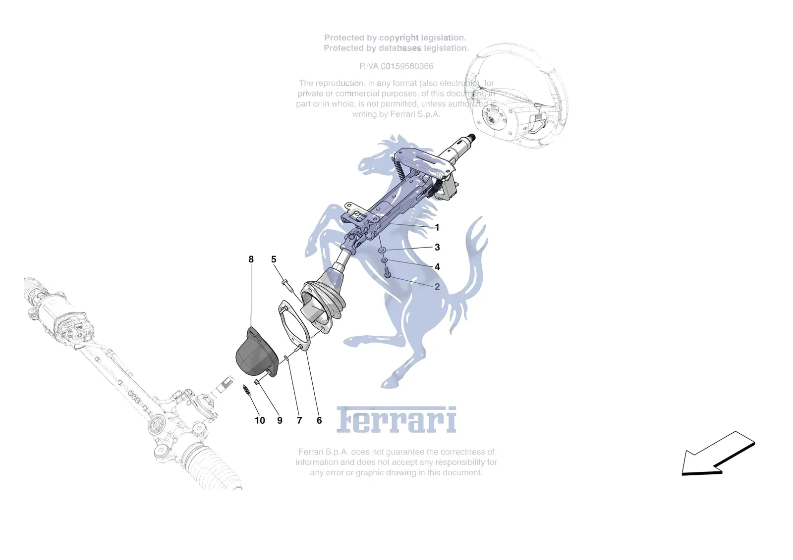 Ferrari 296 GTB [MECHANICAL SYSTEM] - D.30.01 - STEERING WHEEL AND STEERING SYSTEM - STEERING COLUMN exploded diagram