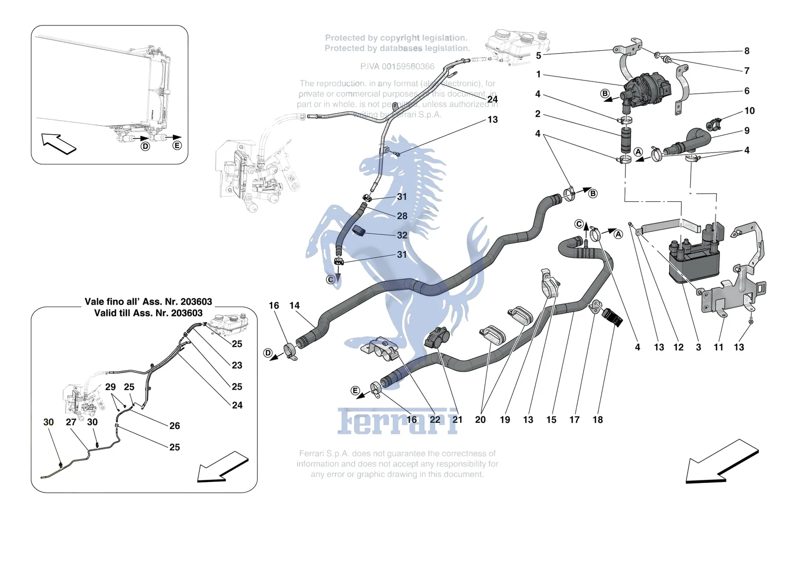 Ferrari 296 GTB [MECHANICAL SYSTEM] - D.36 - HV BATTERY COOLING exploded diagram