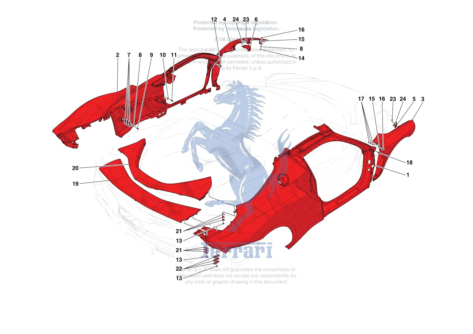 Ferrari 296 GTB [VEHICLE TRIM] - E.02 - LATERAL OUTER BODYSHELL exploded diagram