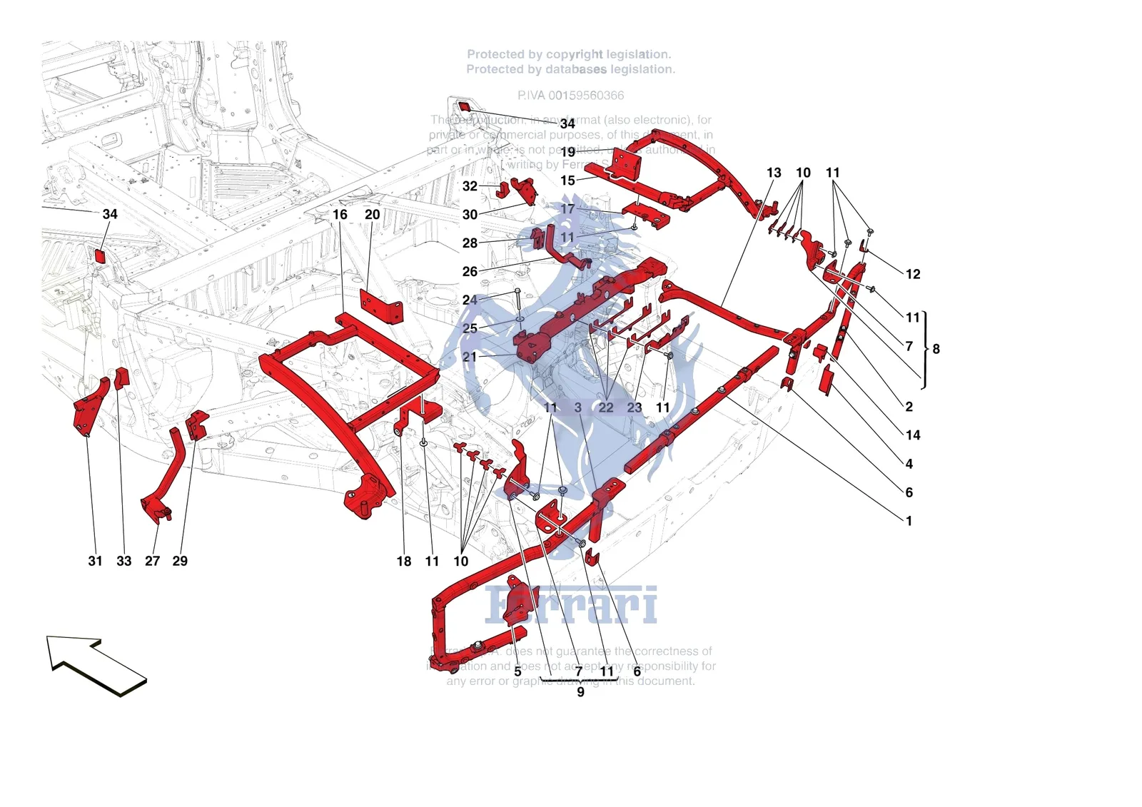 Ferrari 296 GTB [VEHICLE TRIM] - E.07 - REAR SUBFRAME exploded diagram