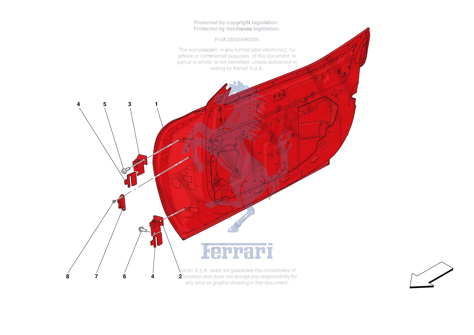 Ferrari 296 GTB [VEHICLE TRIM] - E.08 - FRONT DOOR SUBSTRUCTURE exploded diagram