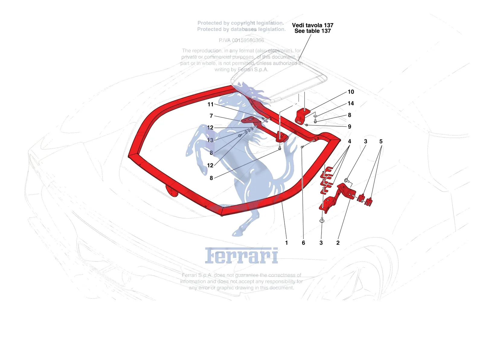 Ferrari 296 GTB [VEHICLE TRIM] - E.10 - REAR LID SUBSTRUCTURE exploded diagram