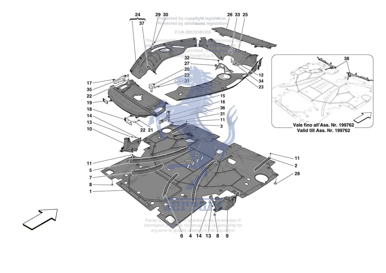 Ferrari 296 GTB [VEHICLE TRIM] - E.16 - REAR SHIELDS exploded diagram