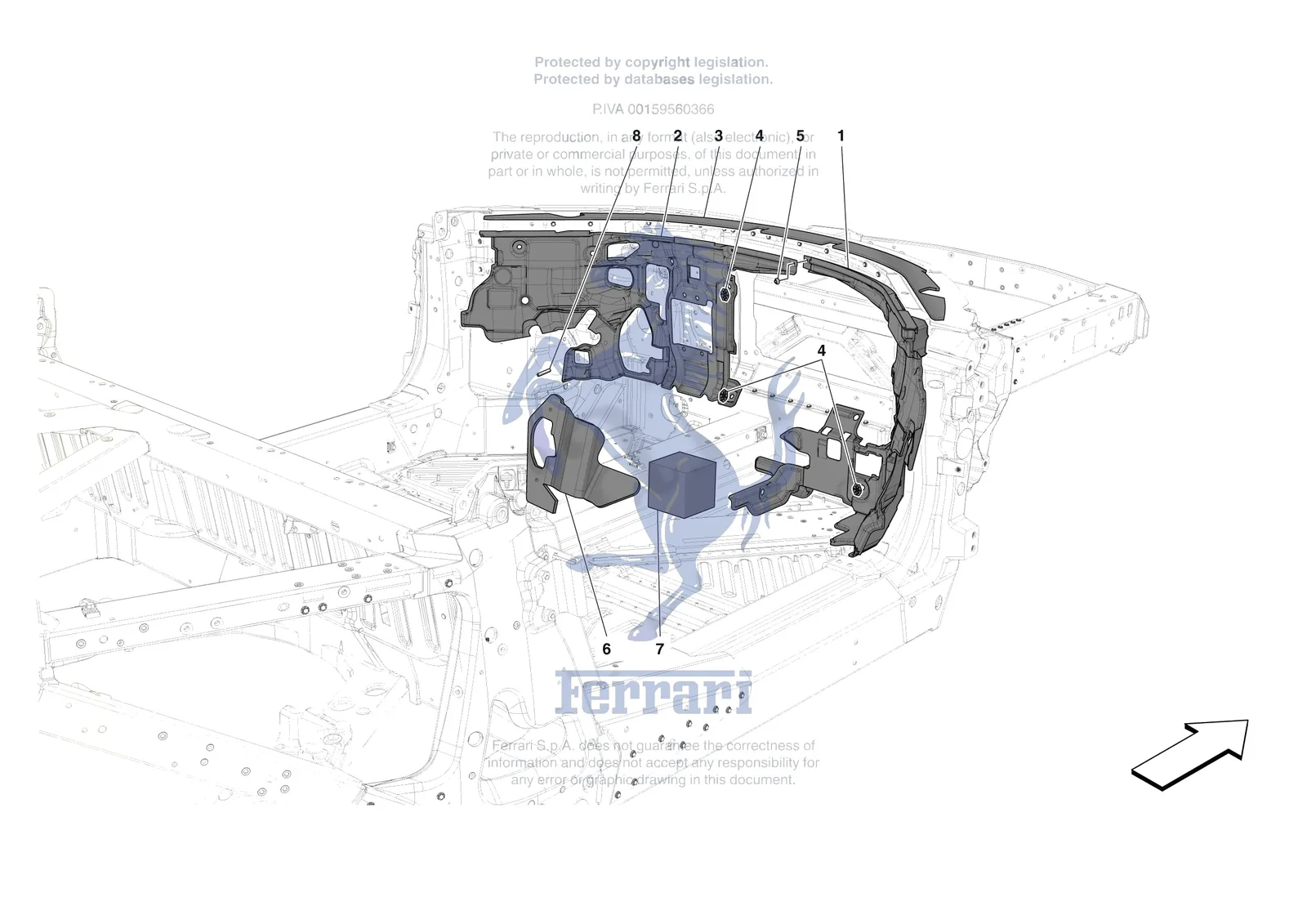 Ferrari 296 GTB [VEHICLE TRIM] - E.19 - INTERNAL CABIN INSULATION exploded diagram