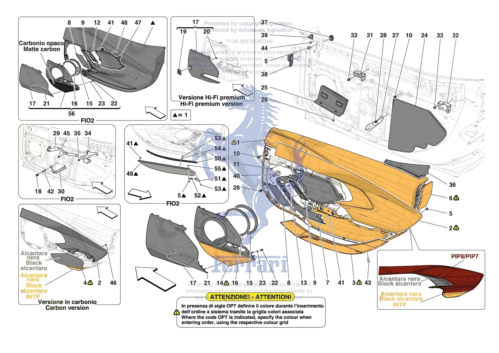 Ferrari 296 GTB [VEHICLE TRIM] - E.29.01 - DOORS - TRIM exploded diagram