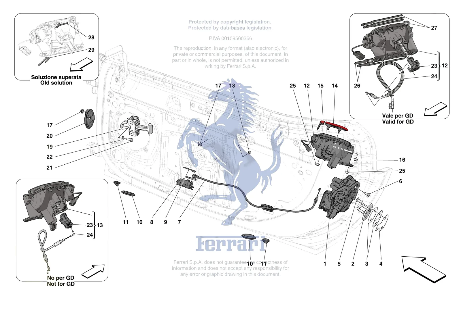 Ferrari 296 GTB [VEHICLE TRIM] - E.29.02 - DOORS - OPENING MECHANISMS AND HINGES exploded diagram
