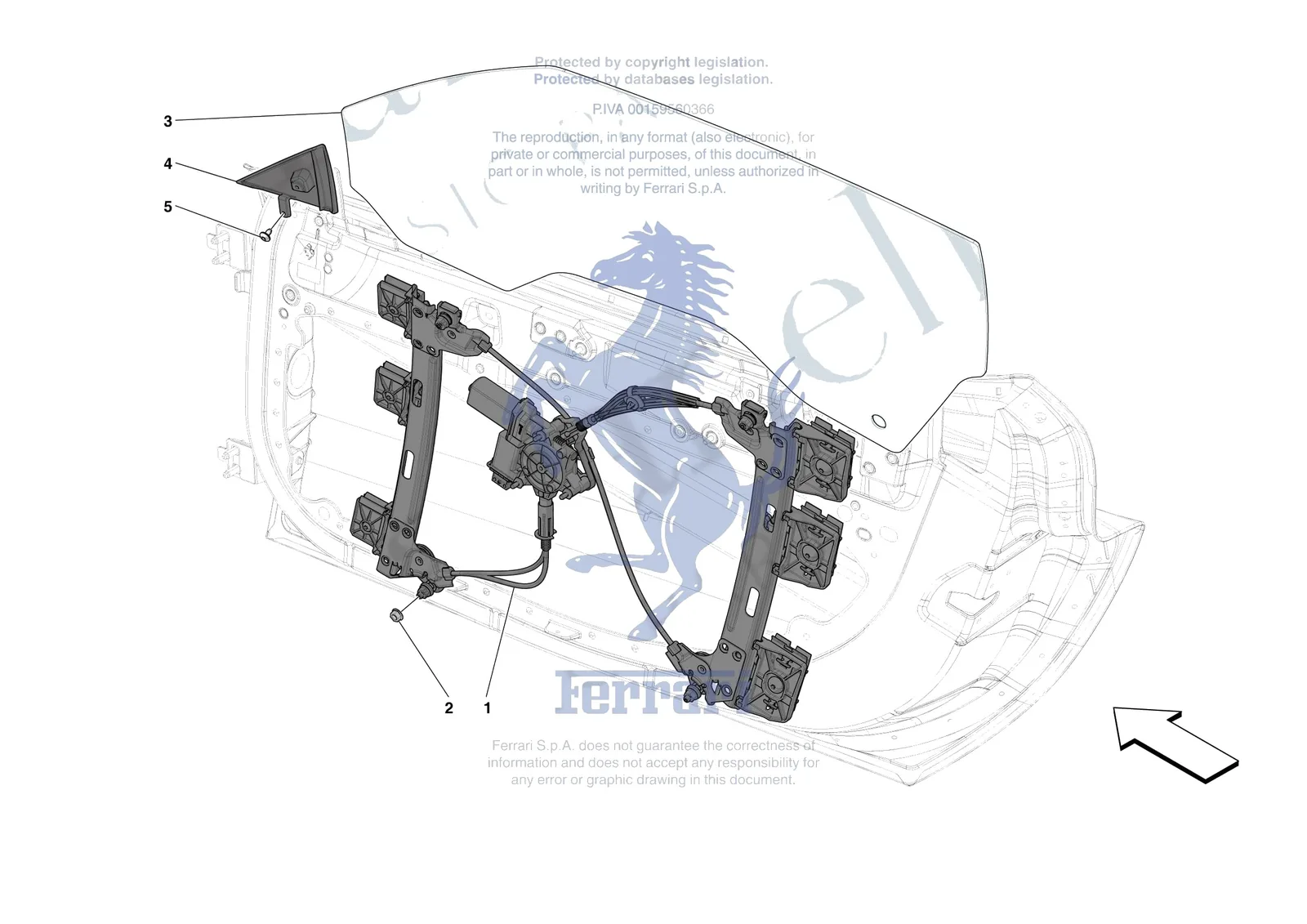 Ferrari 296 GTB [VEHICLE TRIM] - E.29.03 - DOORS - WINDOW AND WINDOW LIFTER exploded diagram