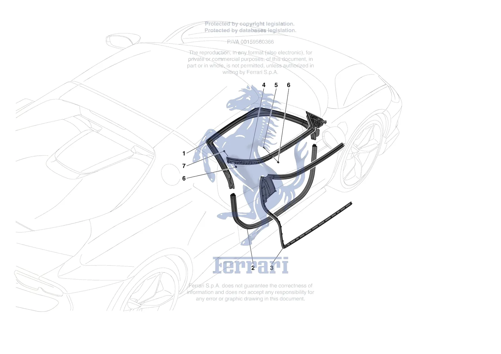 Ferrari 296 GTB [VEHICLE TRIM] - E.32 - DOOR SEALS exploded diagram