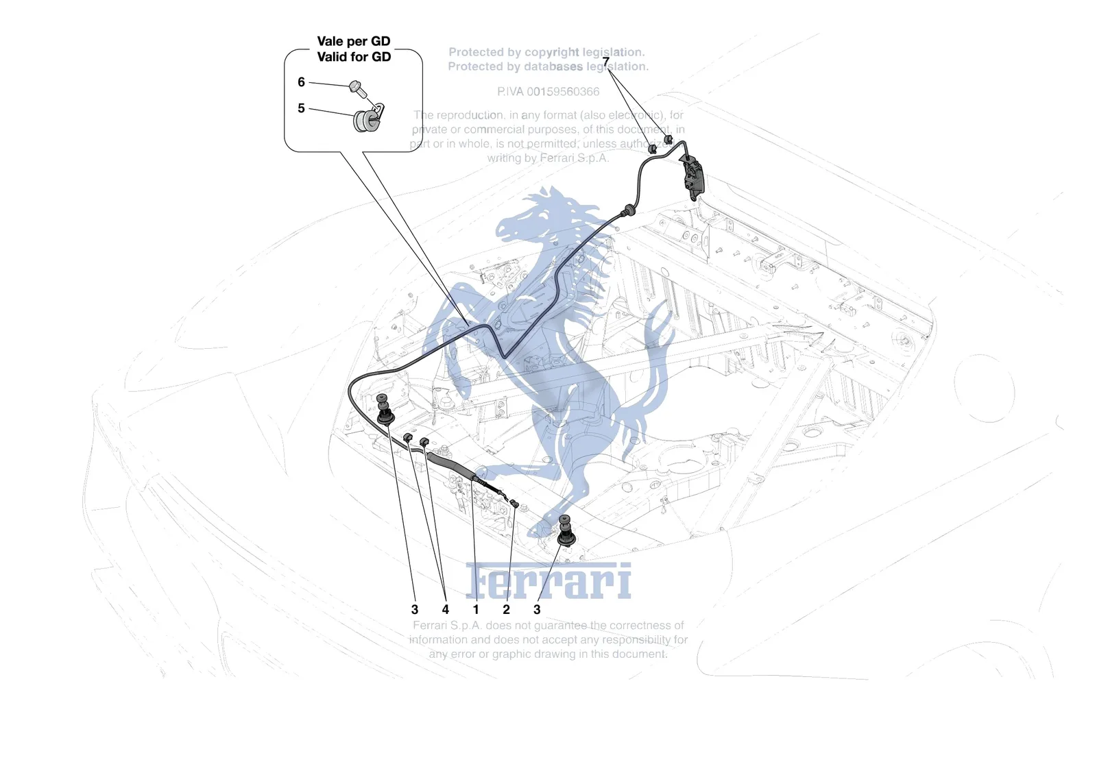 Ferrari 296 GTB [VEHICLE TRIM] - E.39 - REAR LID OPENING MECHANISM exploded diagram