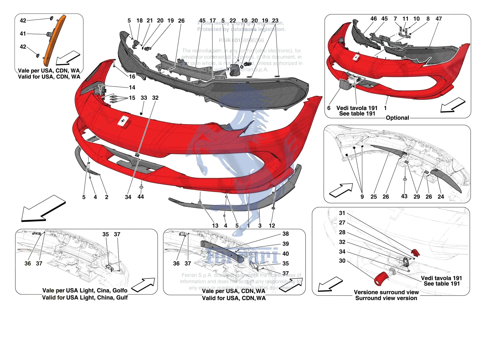 Ferrari 296 GTB [VEHICLE TRIM] - E.40 - FRONT BUMPER exploded diagram