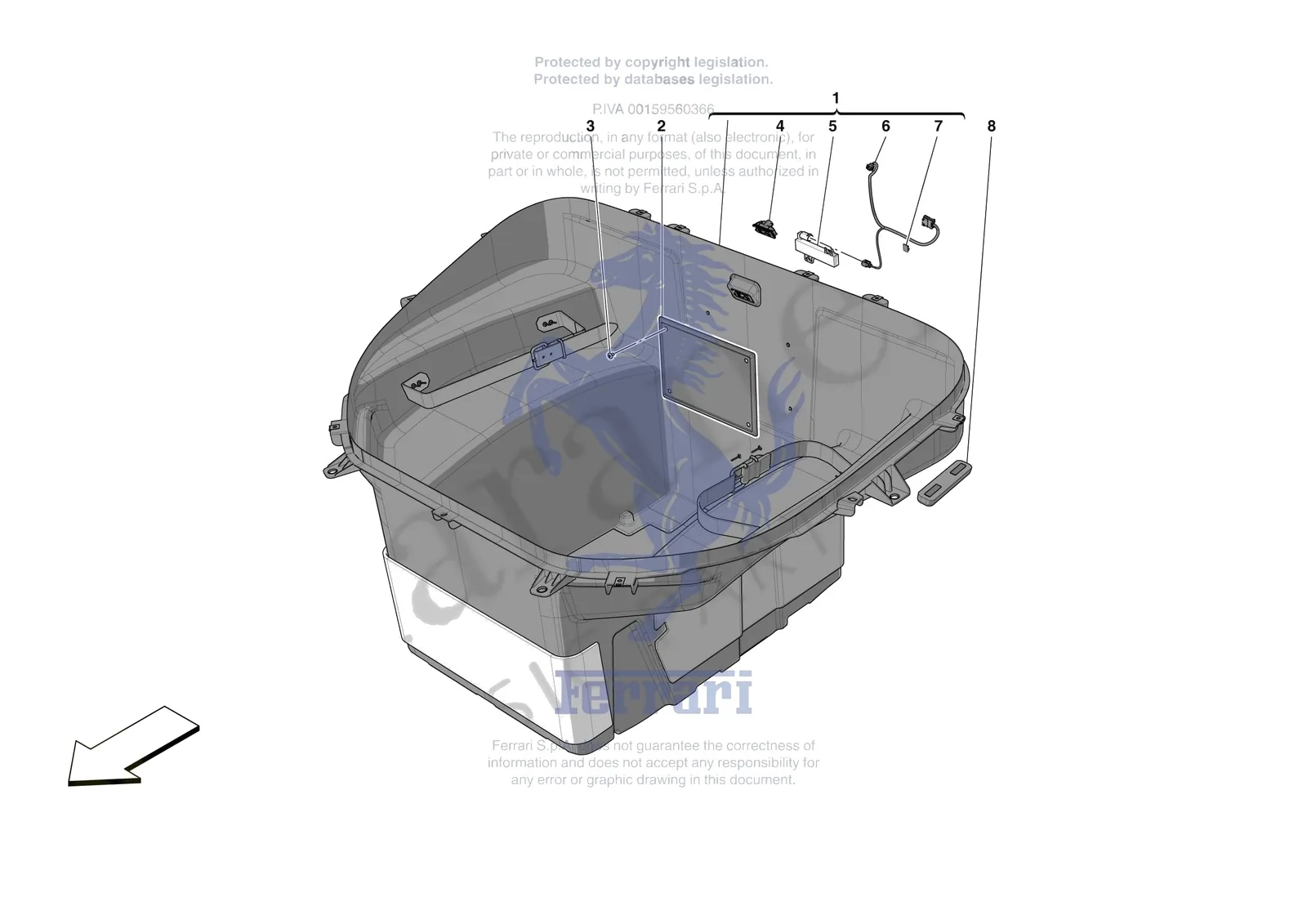 Ferrari 296 GTB [VEHICLE TRIM] - E.45 - LUGGAGE COMPARTMENT MATS exploded diagram