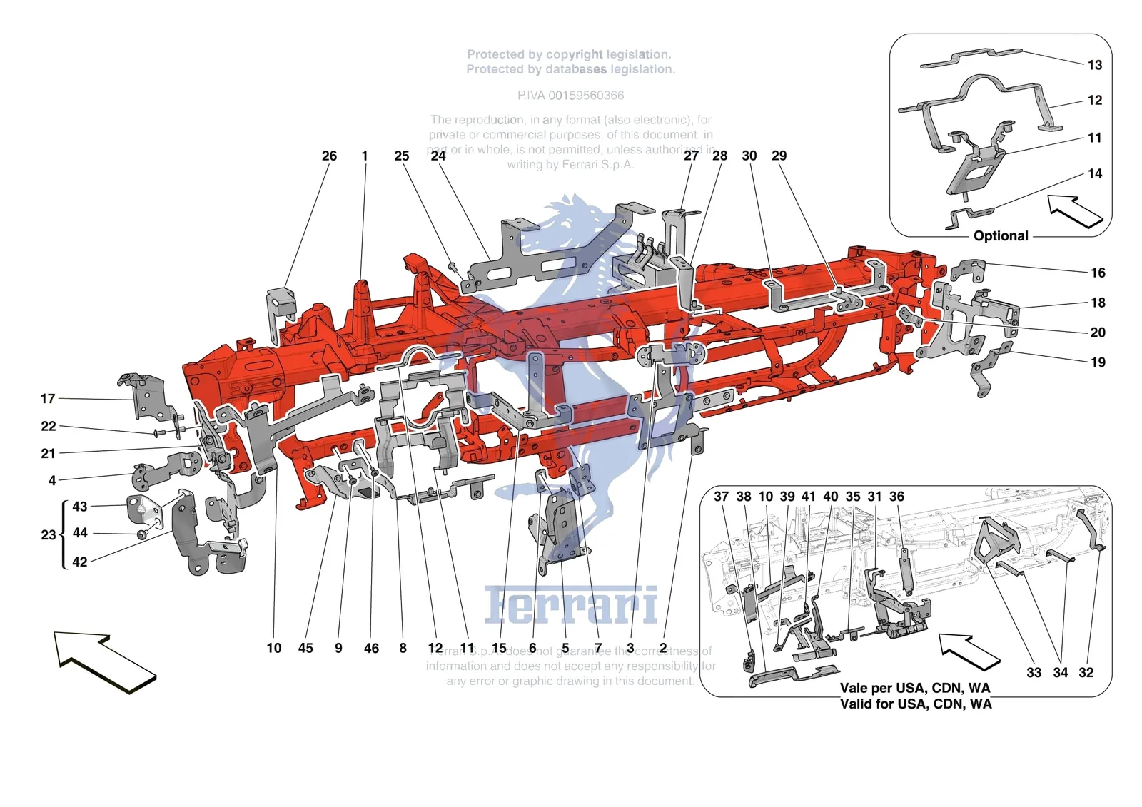 Ferrari 296 GTB [VEHICLE TRIM] - E.47.01 - DASHBOARD - SUBSTRUCTURE -Not for RHD- exploded diagram