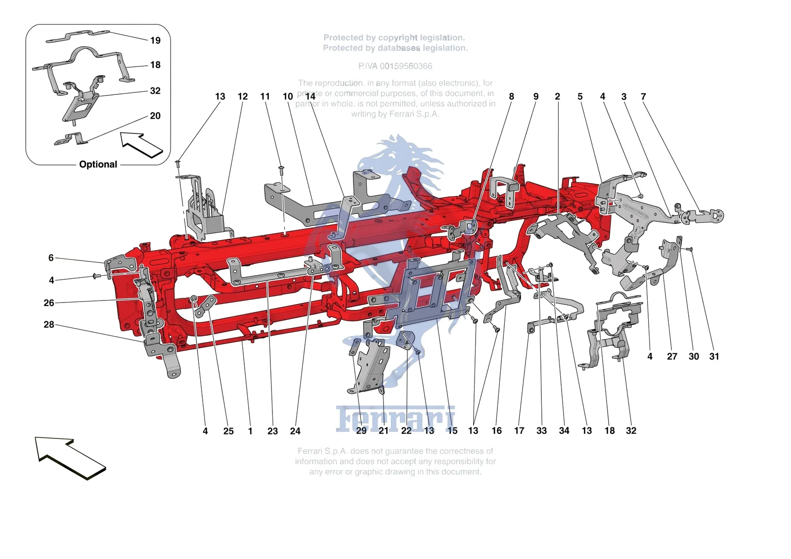 Ferrari 296 GTB [VEHICLE TRIM] - E.47.02 - DASHBOARD - SUBSTRUCTURE -Applicable for RHD- exploded diagram
