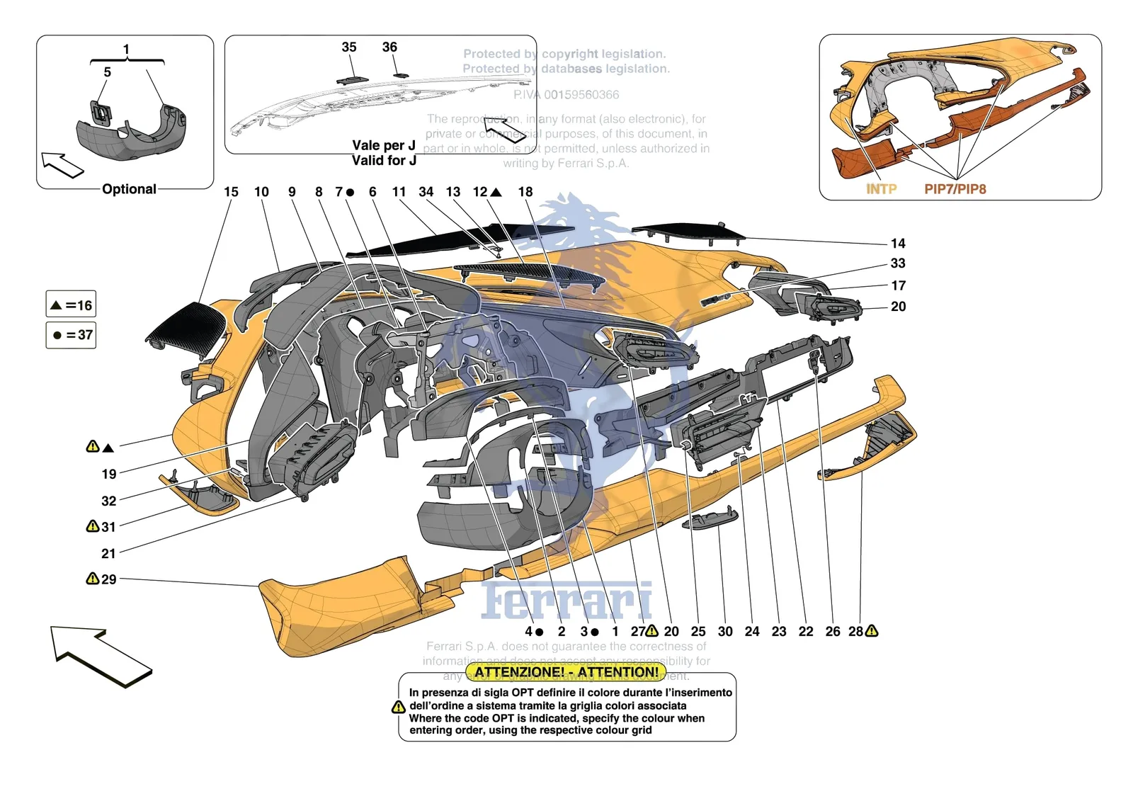 Ferrari 296 GTB [VEHICLE TRIM] - E.47.03 - DASHBOARD - TRIM -Not for RHD- exploded diagram