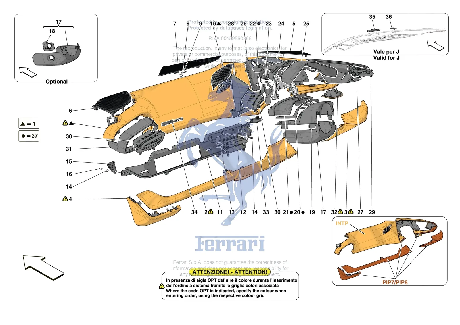 Ferrari 296 GTB [VEHICLE TRIM] - E.47.04 - DASHBOARD - TRIM -Applicable for RHD- exploded diagram