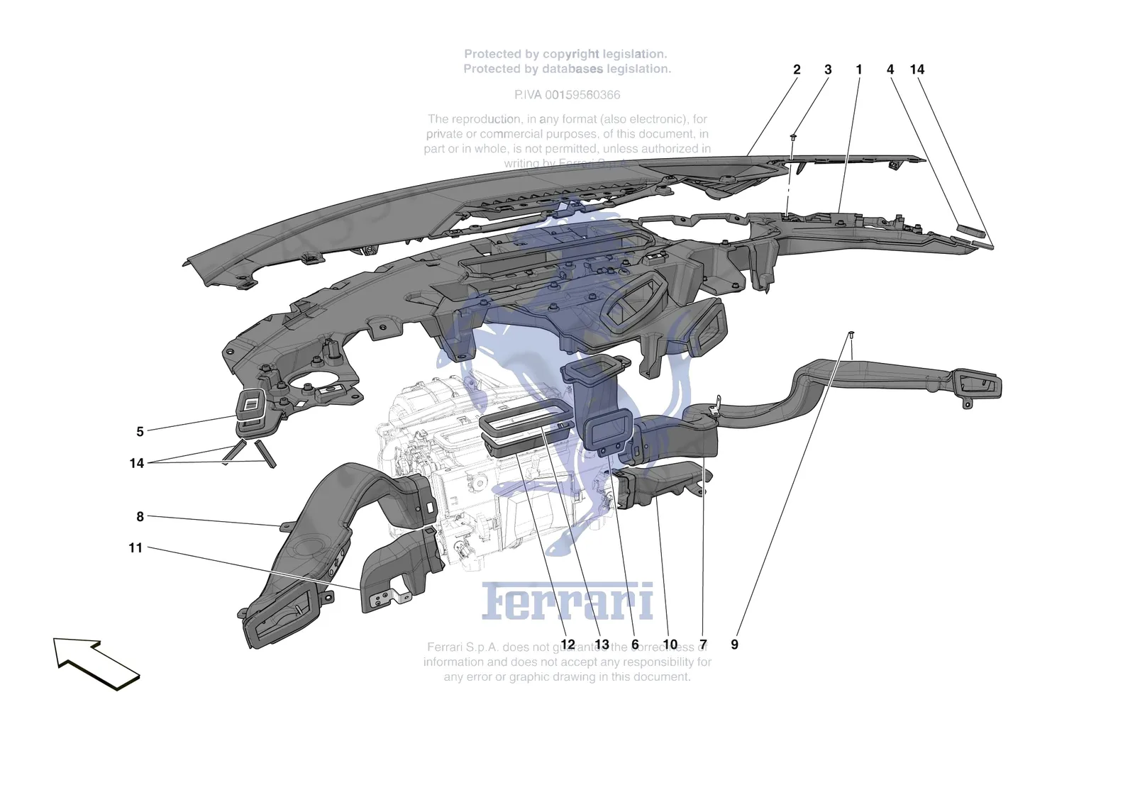 Ferrari 296 GTB [VEHICLE TRIM] - E.47.06 - DASHBOARD - DUCTS -Applicable for RHD- exploded diagram