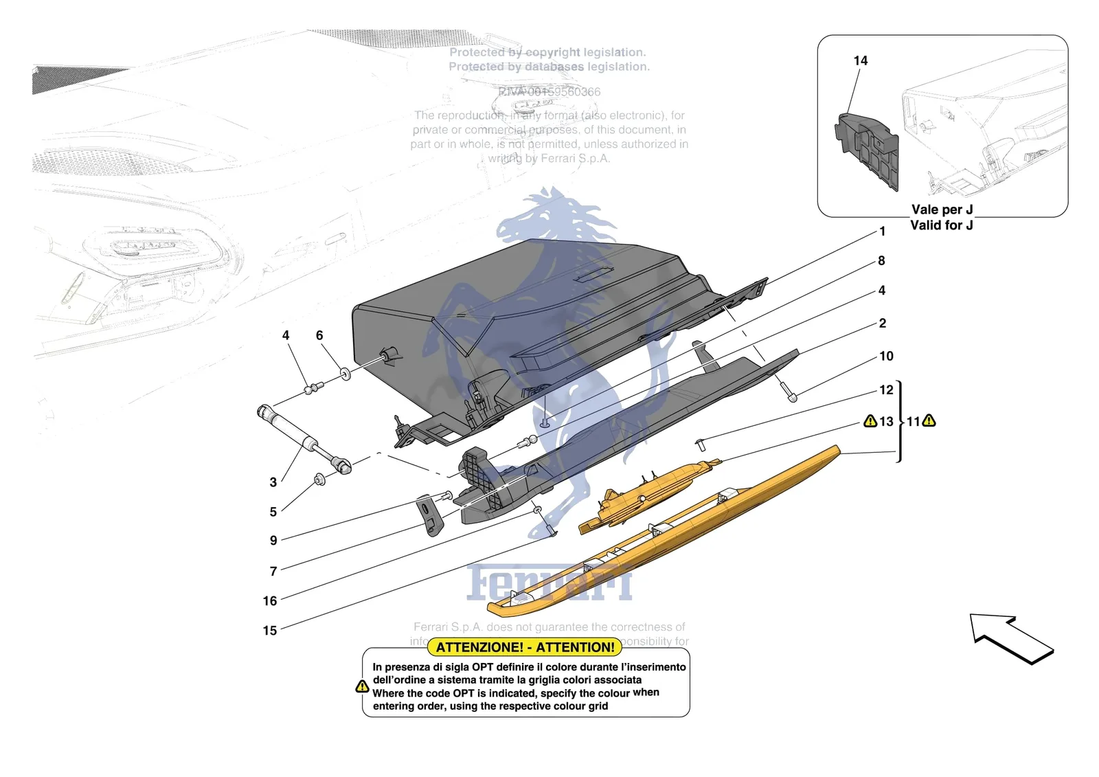 Ferrari 296 GTB [VEHICLE TRIM] - E.47.07 - DASHBOARD - GLOVE COMPARTMENT exploded diagram