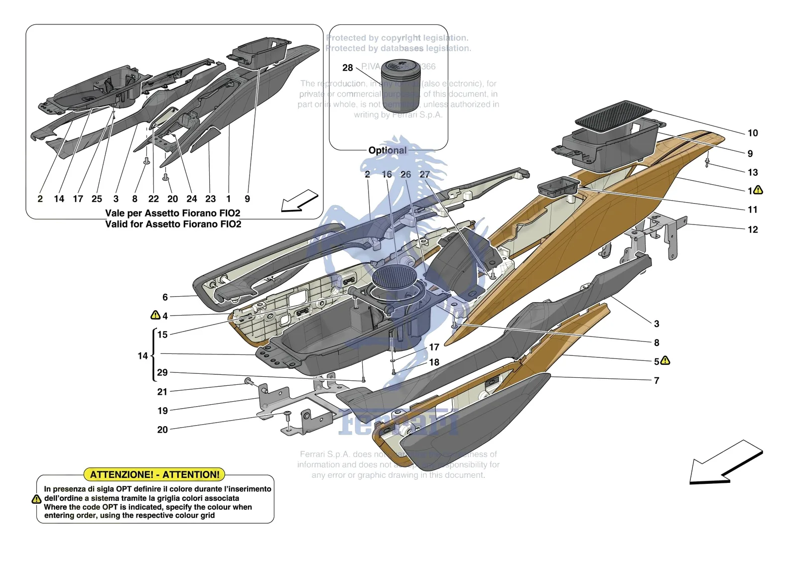 Ferrari 296 GTB [VEHICLE TRIM] - E.48 - CENTRE TUNNEL AND CONSOLE exploded diagram