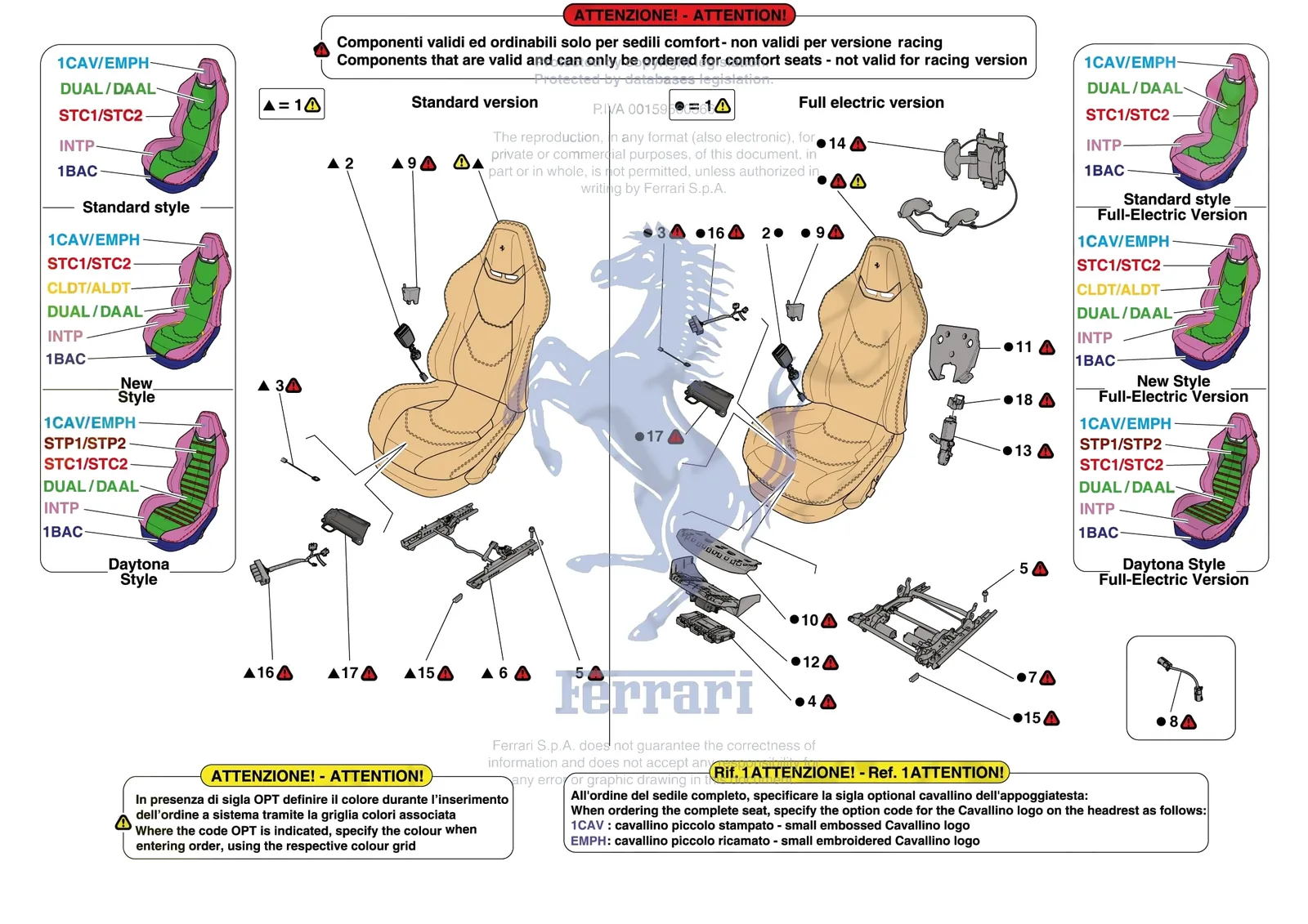 Ferrari 296 GTB [VEHICLE TRIM] - E.51.01 - FRONT SEATS - SEATS AND GUIDES exploded diagram