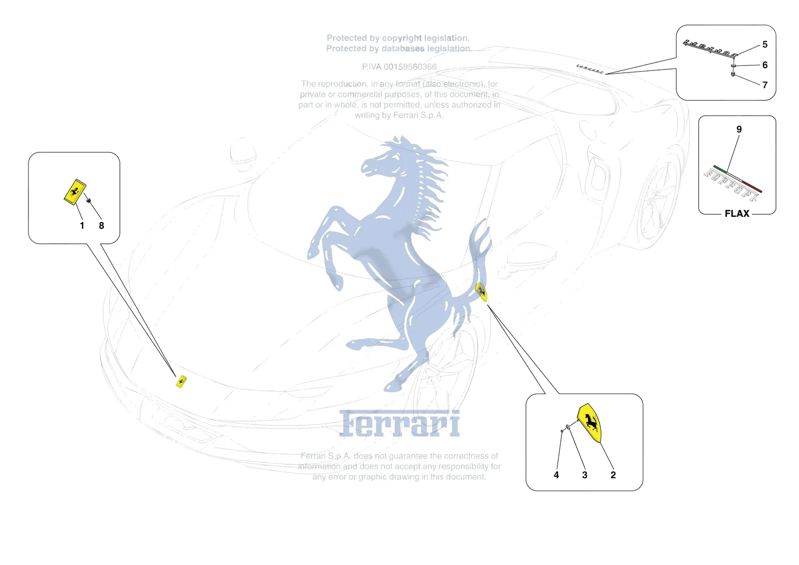 Ferrari 296 GTB [VEHICLE TRIM] - E.58 - BADGES exploded diagram
