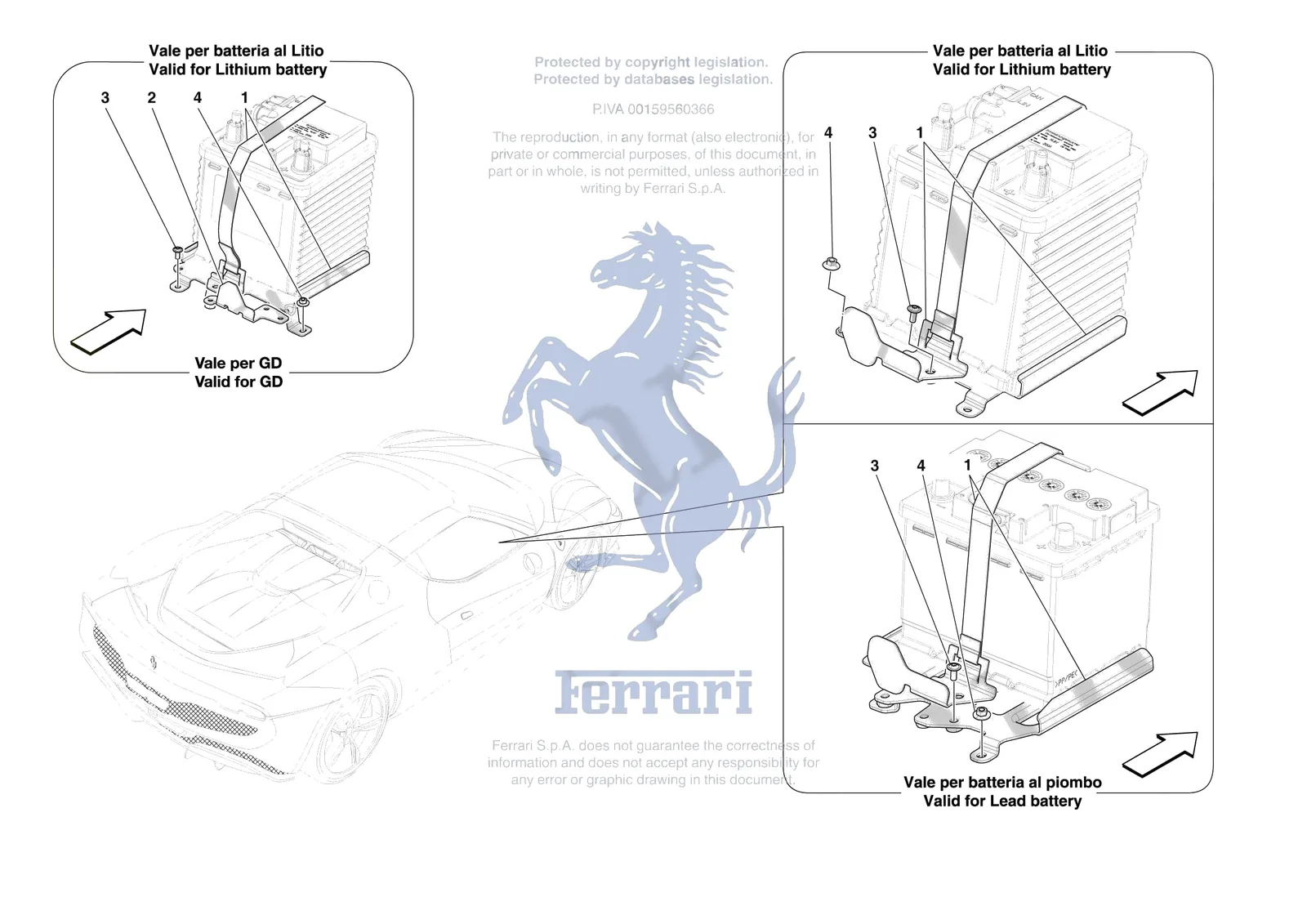 Ferrari 296 GTB [VEHICLE TRIM] - E.61 - BATTERY INSTALLATION exploded diagram