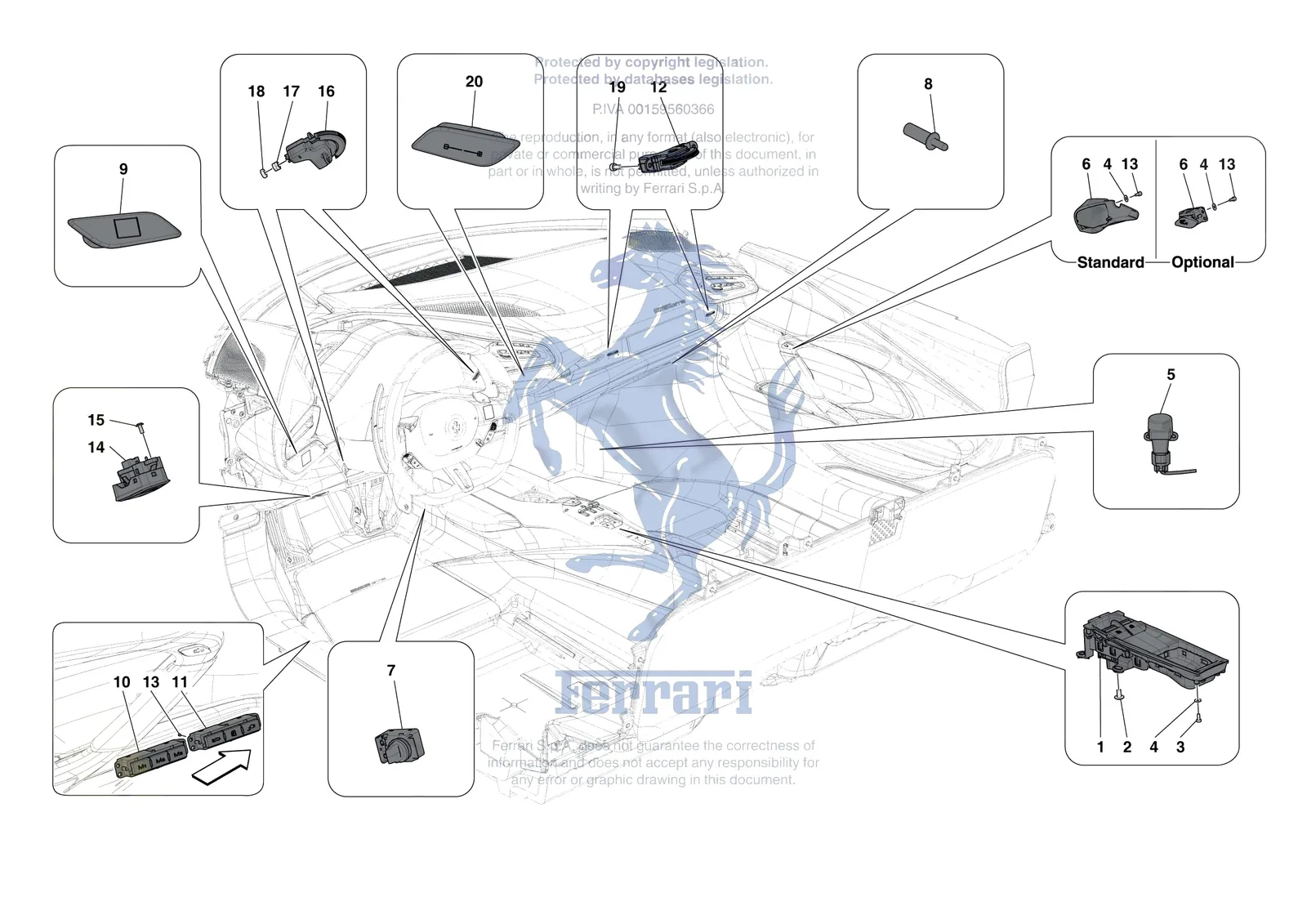 Ferrari 296 GTB [ELECTRICAL SYSTEM] - F.04 - OTHER ELECTRICAL CONTROLS exploded diagram