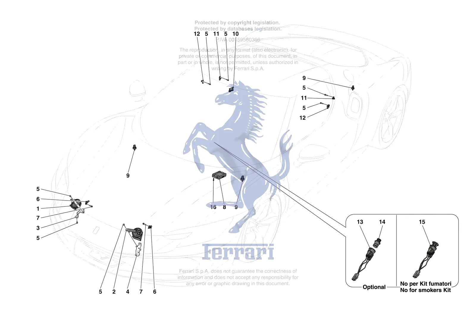 Ferrari 296 GTB [ELECTRICAL SYSTEM] - F.05 - OTHER ELECTRICAL DEVICES exploded diagram