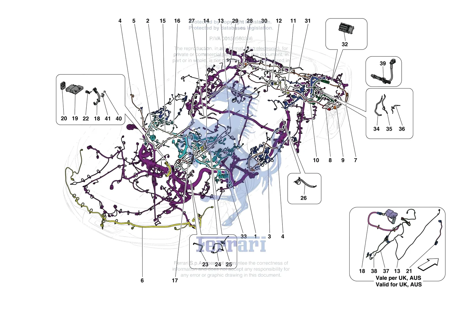 Ferrari 296 GTB [ELECTRICAL SYSTEM] - F.07 - LOW VOLTAGE WIRING HARNESSES exploded diagram