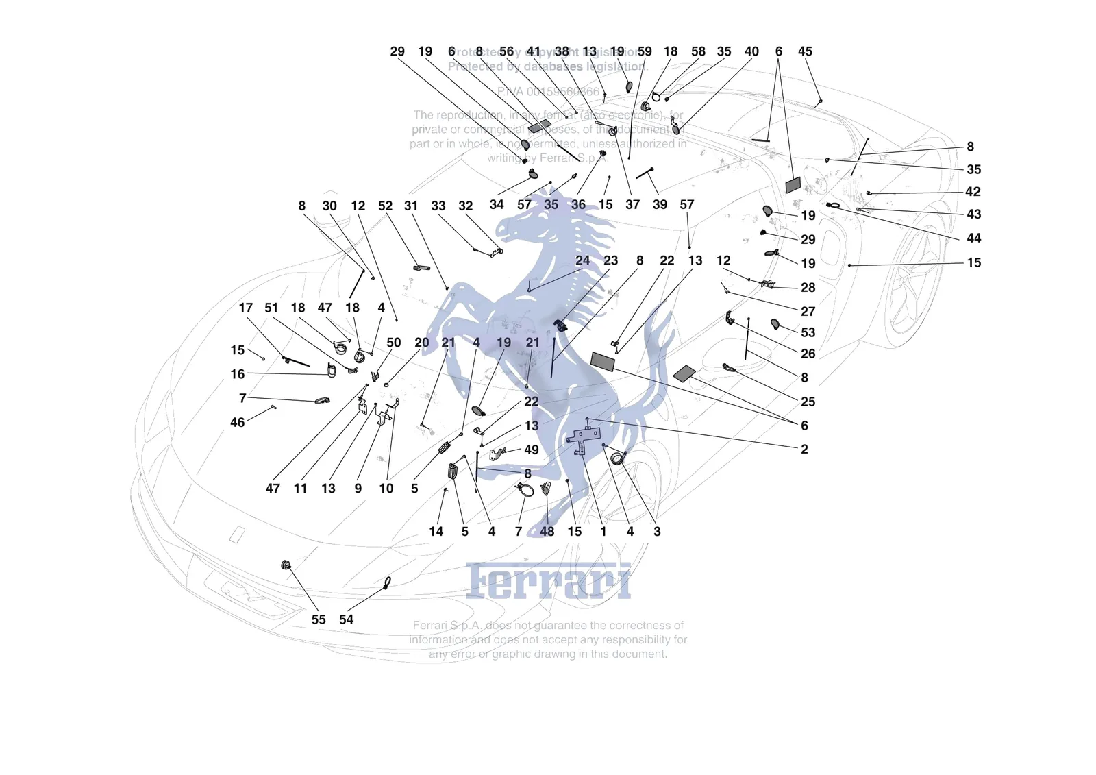 Ferrari 296 GTB [ELECTRICAL SYSTEM] - F.08 - VARIOUS FASTENINGS FOR THE ELECTRICAL SYSTEM exploded diagram