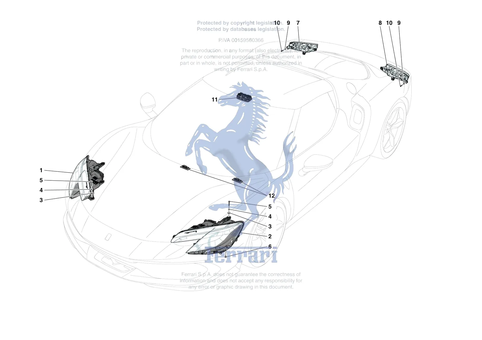 Ferrari 296 GTB [ELECTRICAL SYSTEM] - F.09 - LIGHTING SYSTEMS exploded diagram