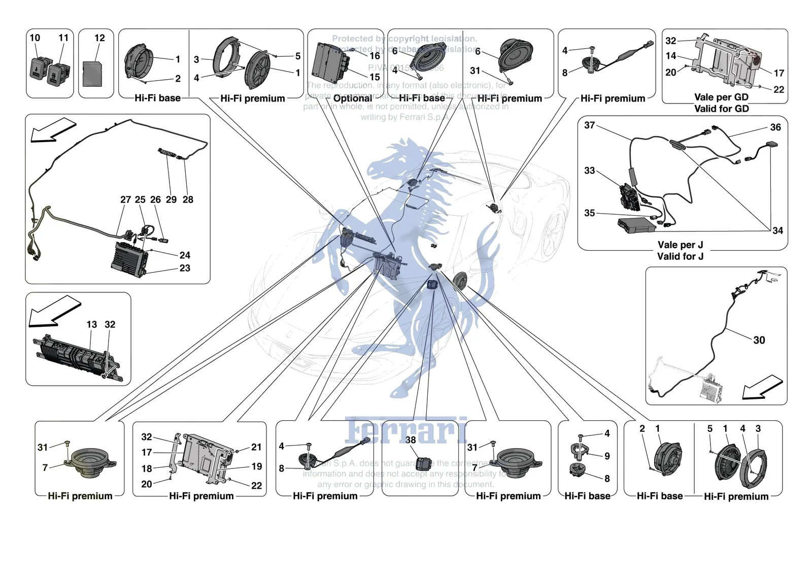 Ferrari 296 GTB [ELECTRICAL SYSTEM] - F.10 - AUDIO UNIT exploded diagram
