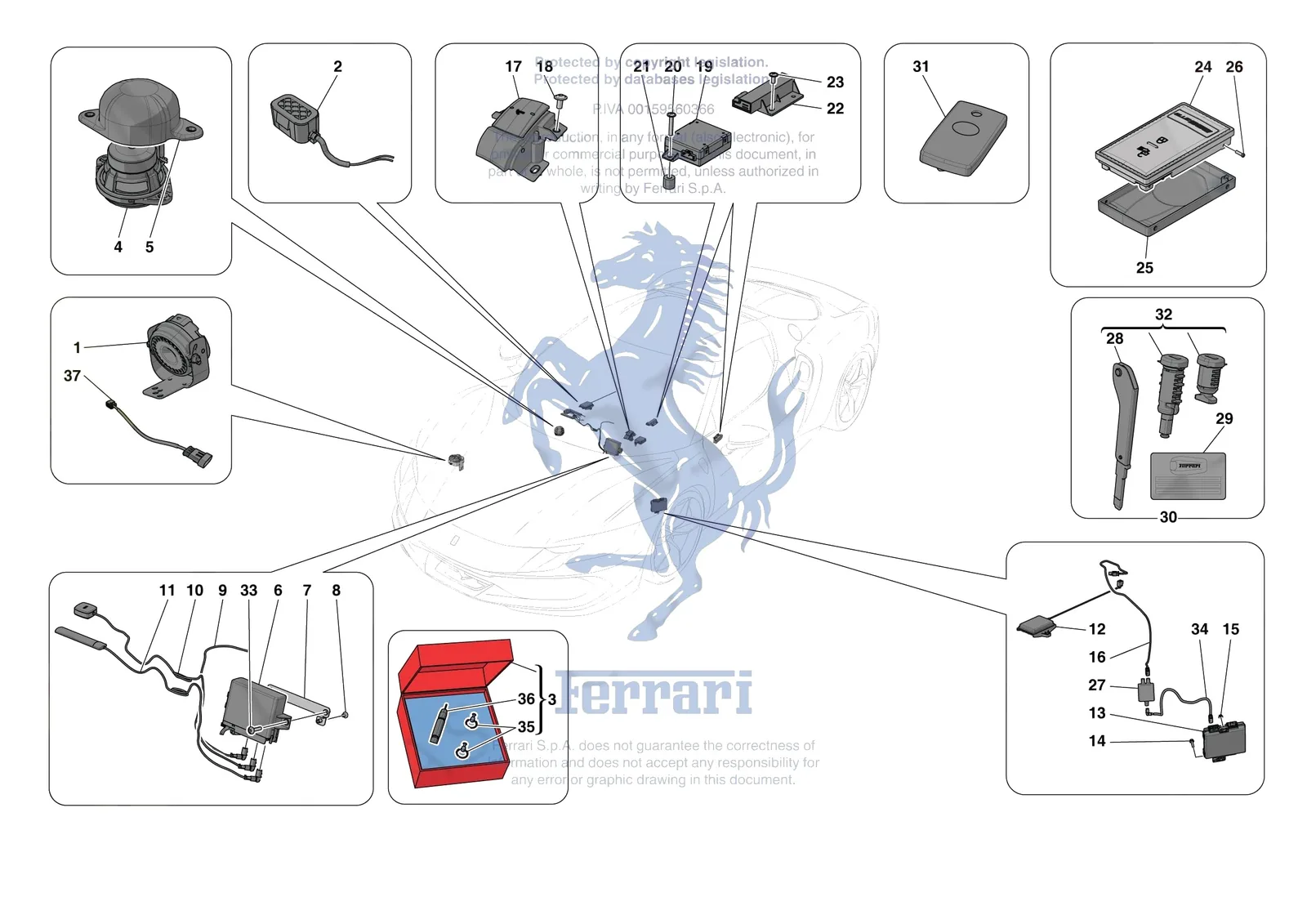 Ferrari 296 GTB [ELECTRICAL SYSTEM] - F.11 - ANTI-THEFT SYSTEM exploded diagram