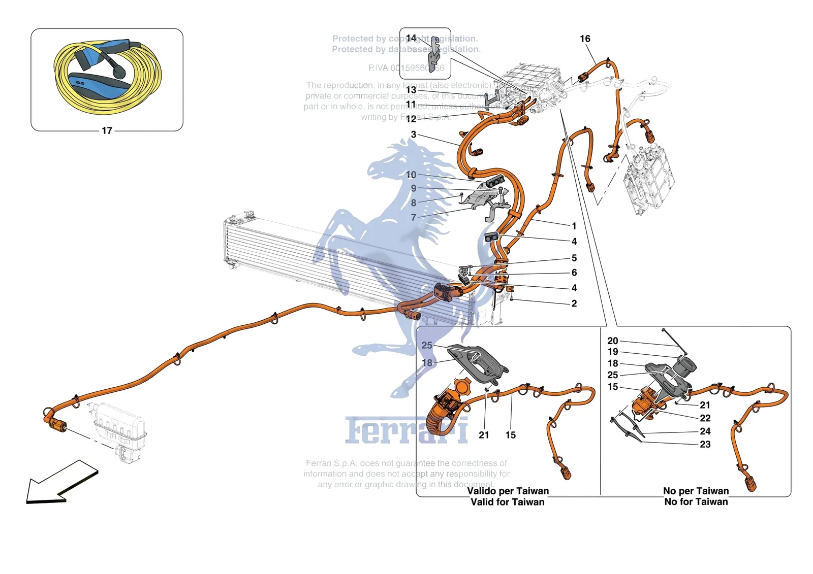 Ferrari 296 GTB [ELECTRICAL SYSTEM] - F.14 - HIGH VOLTAGE WIRING HARNESSES exploded diagram