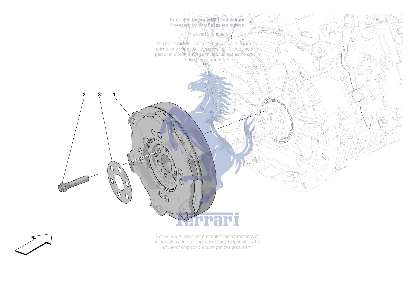 Ferrari 296 GTS [ENGINE] - B.06 - ENGINE FLYWHEEL exploded diagram