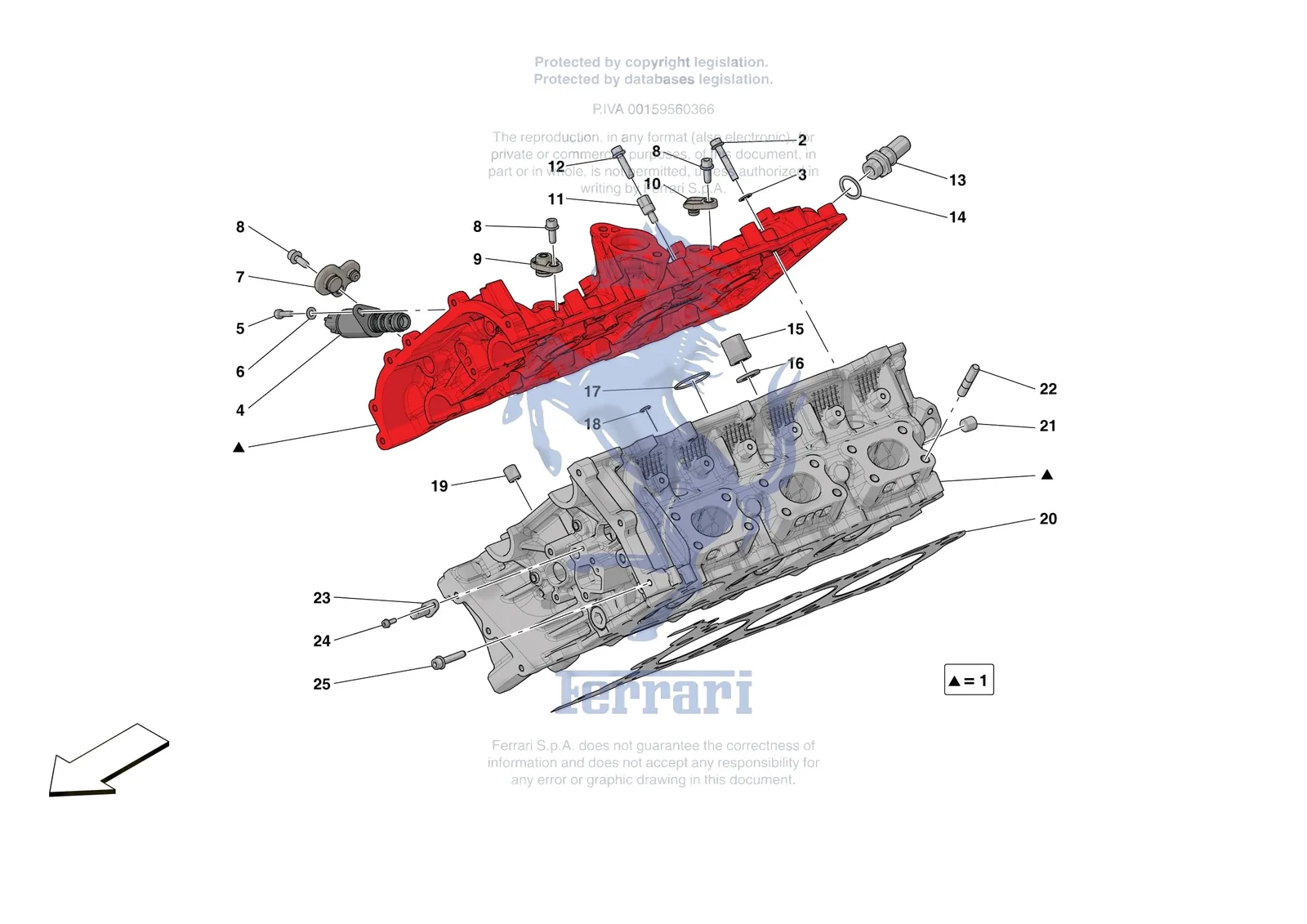 Ferrari 296 GTS [ENGINE] - B.08.01 - CYLINDER HEADS - RH HEAD exploded diagram