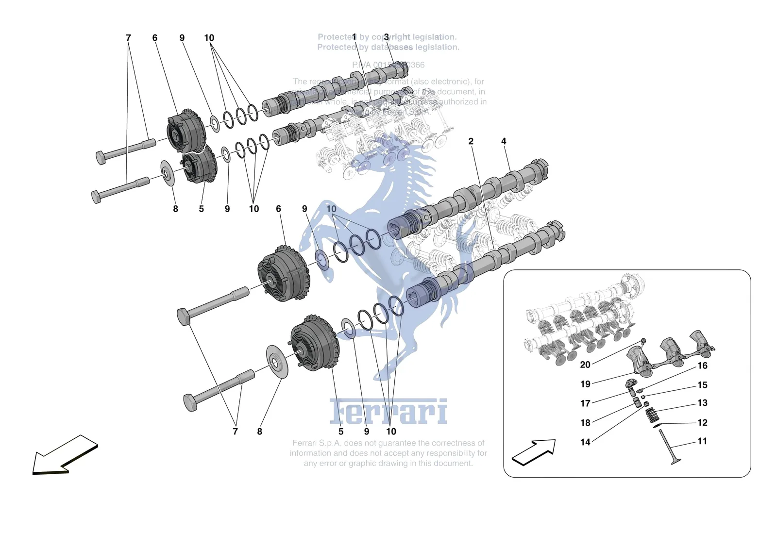 Ferrari 296 GTS [ENGINE] - B.08.03 - CYLINDER HEADS - TIMING exploded diagram