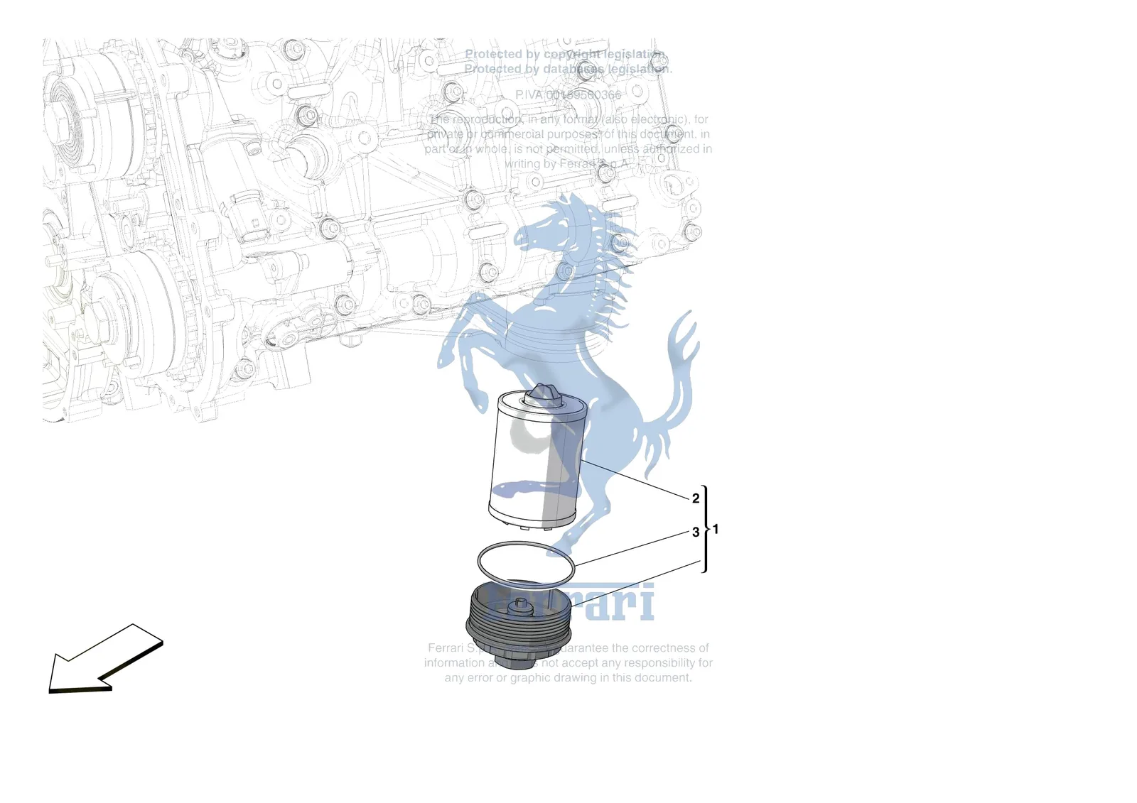 Ferrari 296 GTS [ENGINE] - B.11 - LUBRICATION FILTERS exploded diagram