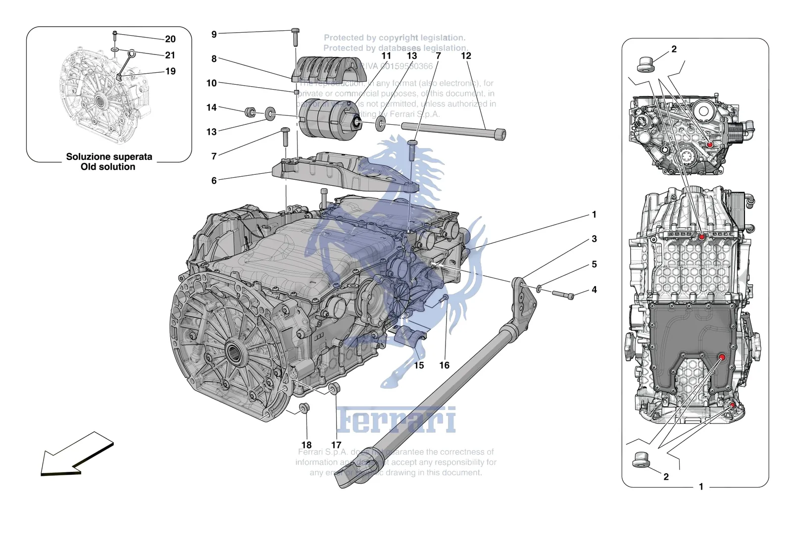 Ferrari 296 GTS [GEARBOX] - C.01.01 - GEARBOX AND FASTENERS exploded diagram