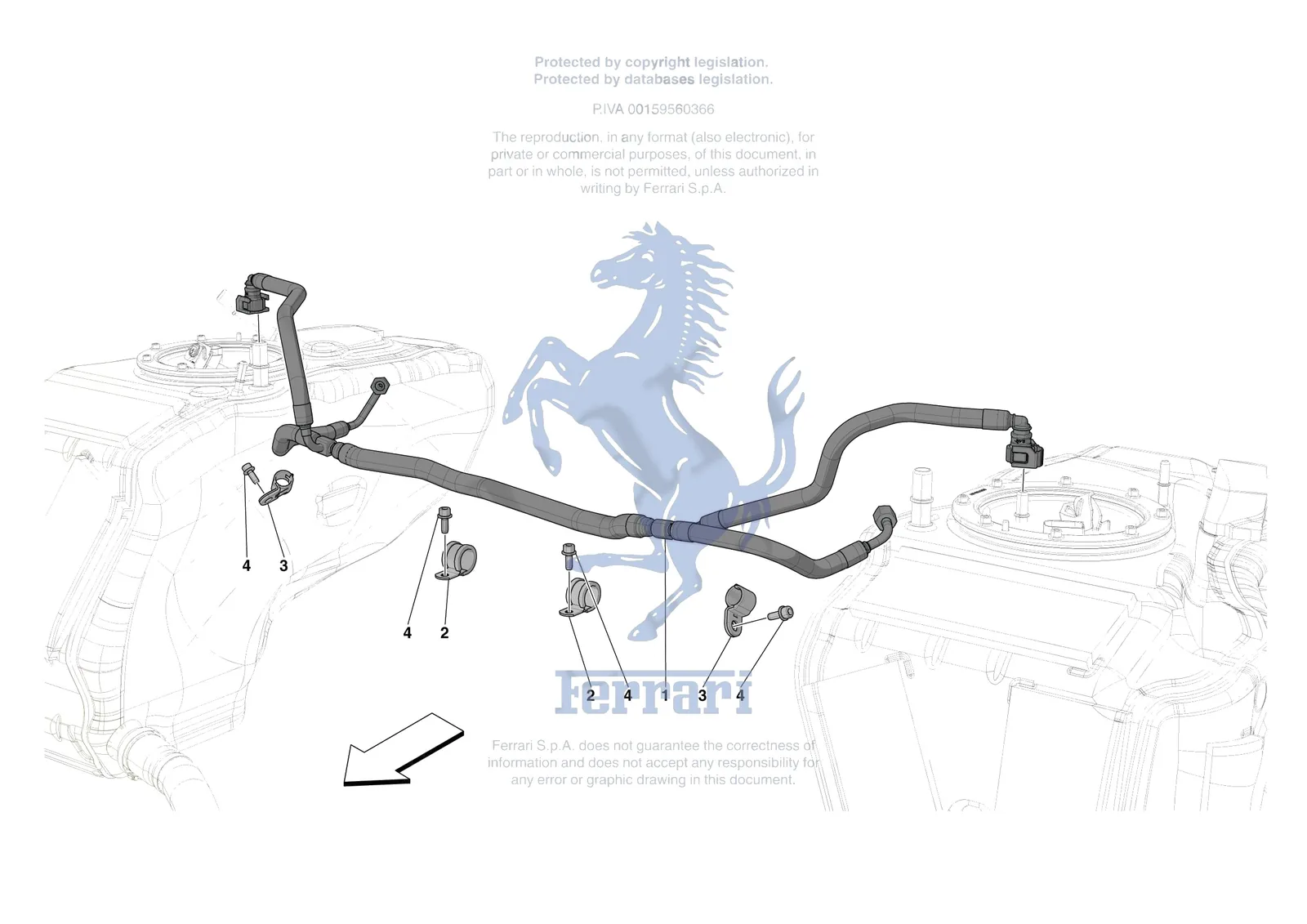 Ferrari 296 GTS [MECHANICAL SYSTEM] - D.02 - ENGINE FUEL DELIVERY PIPES exploded diagram