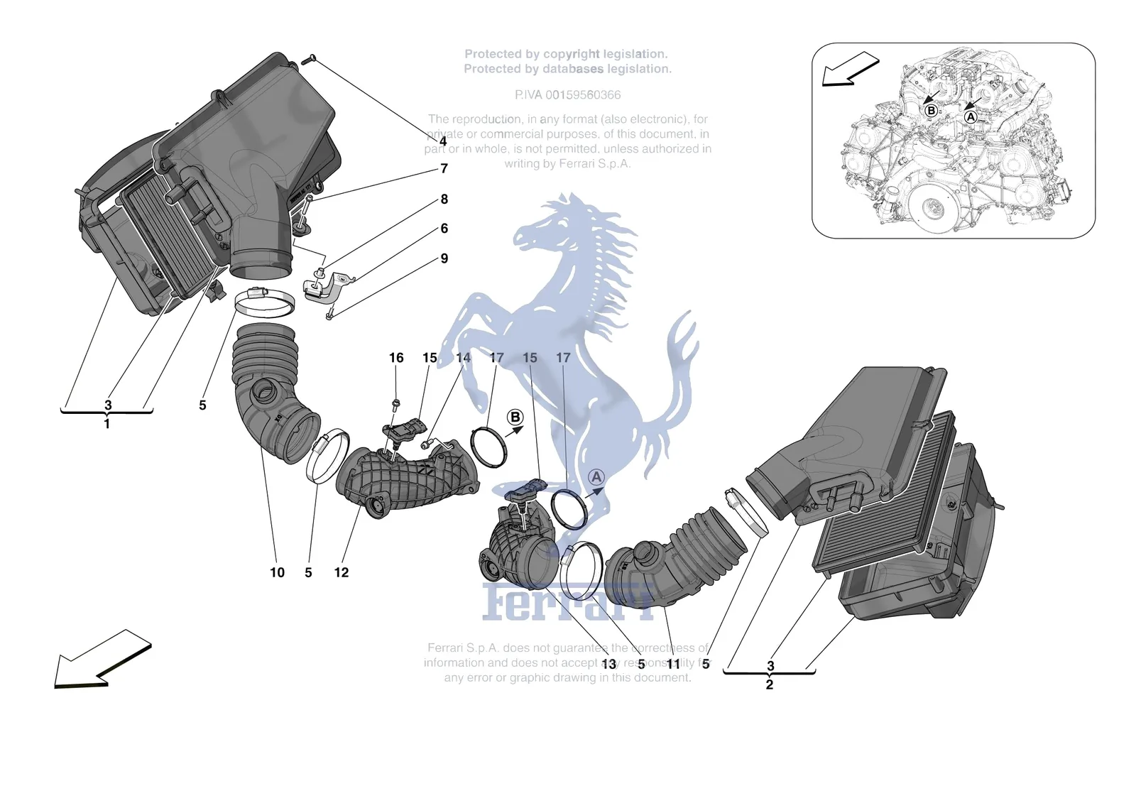 Ferrari 296 GTS [MECHANICAL SYSTEM] - D.04.01 - AIR FILTER AIR INTAKE AND DUCTS exploded diagram