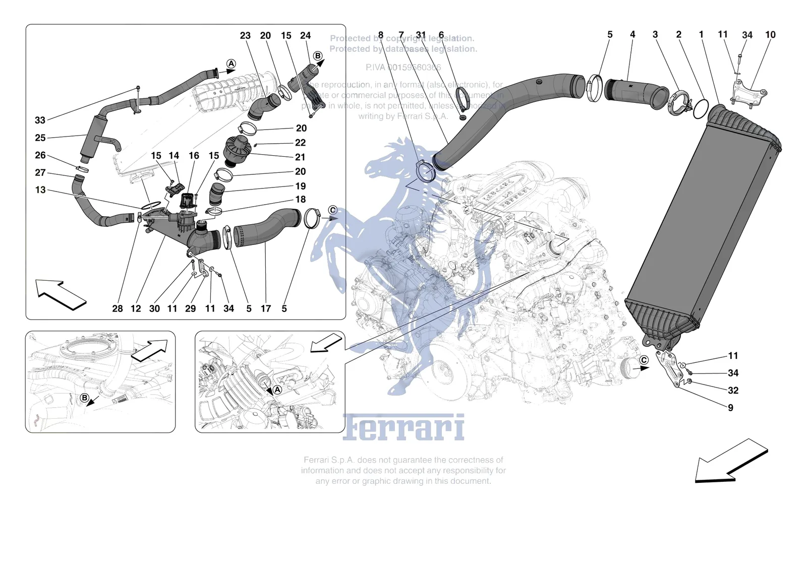 Ferrari 296 GTS [MECHANICAL SYSTEM] - D.04.02 - INTERCOOLER exploded diagram