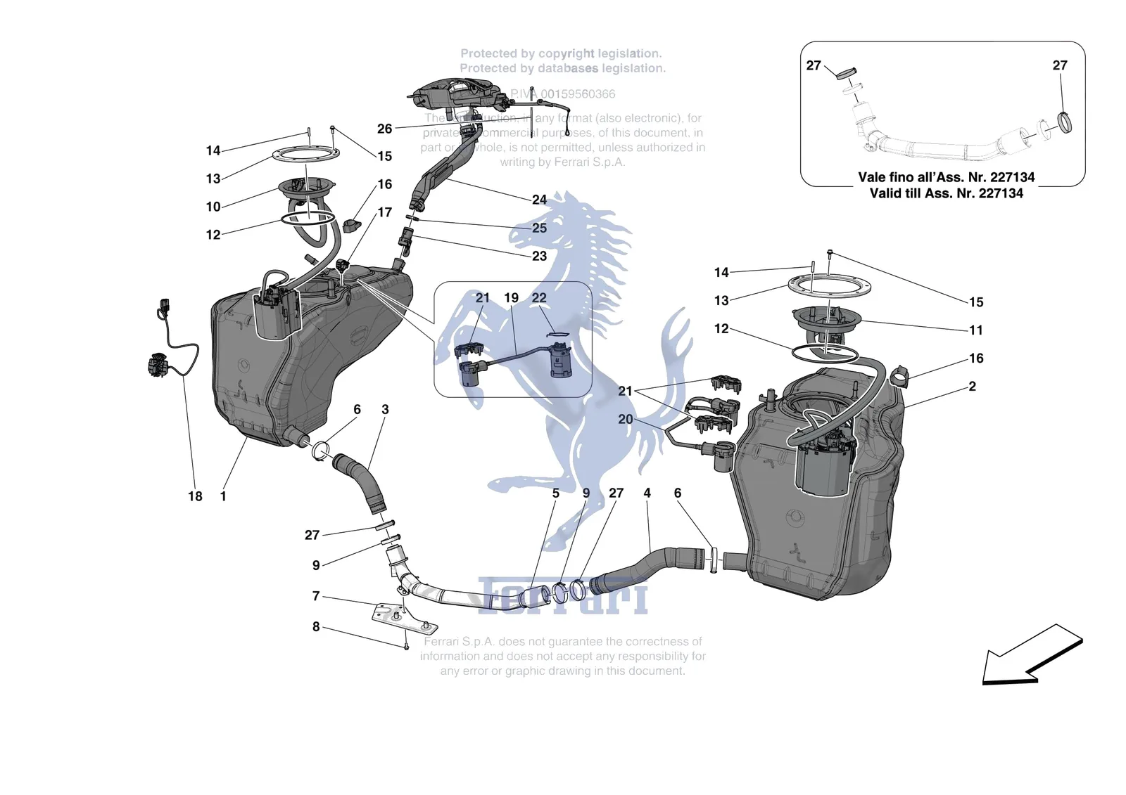 Ferrari 296 GTS [MECHANICAL SYSTEM] - D.11 - FUEL TANK exploded diagram