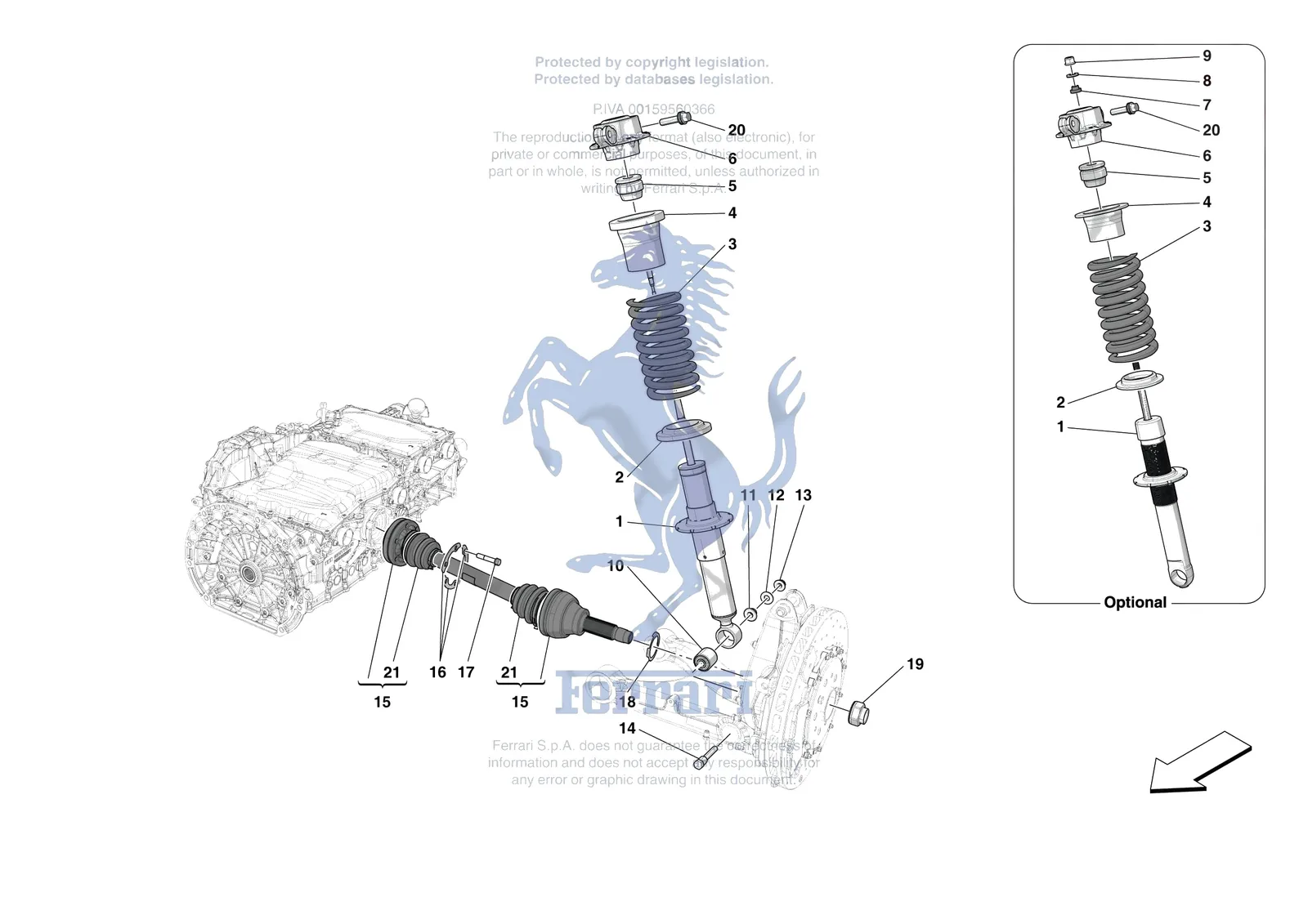Ferrari 296 GTS [MECHANICAL SYSTEM] - D.27.01 - REAR SUSPENSION - SHOCK ABSORBERS exploded diagram