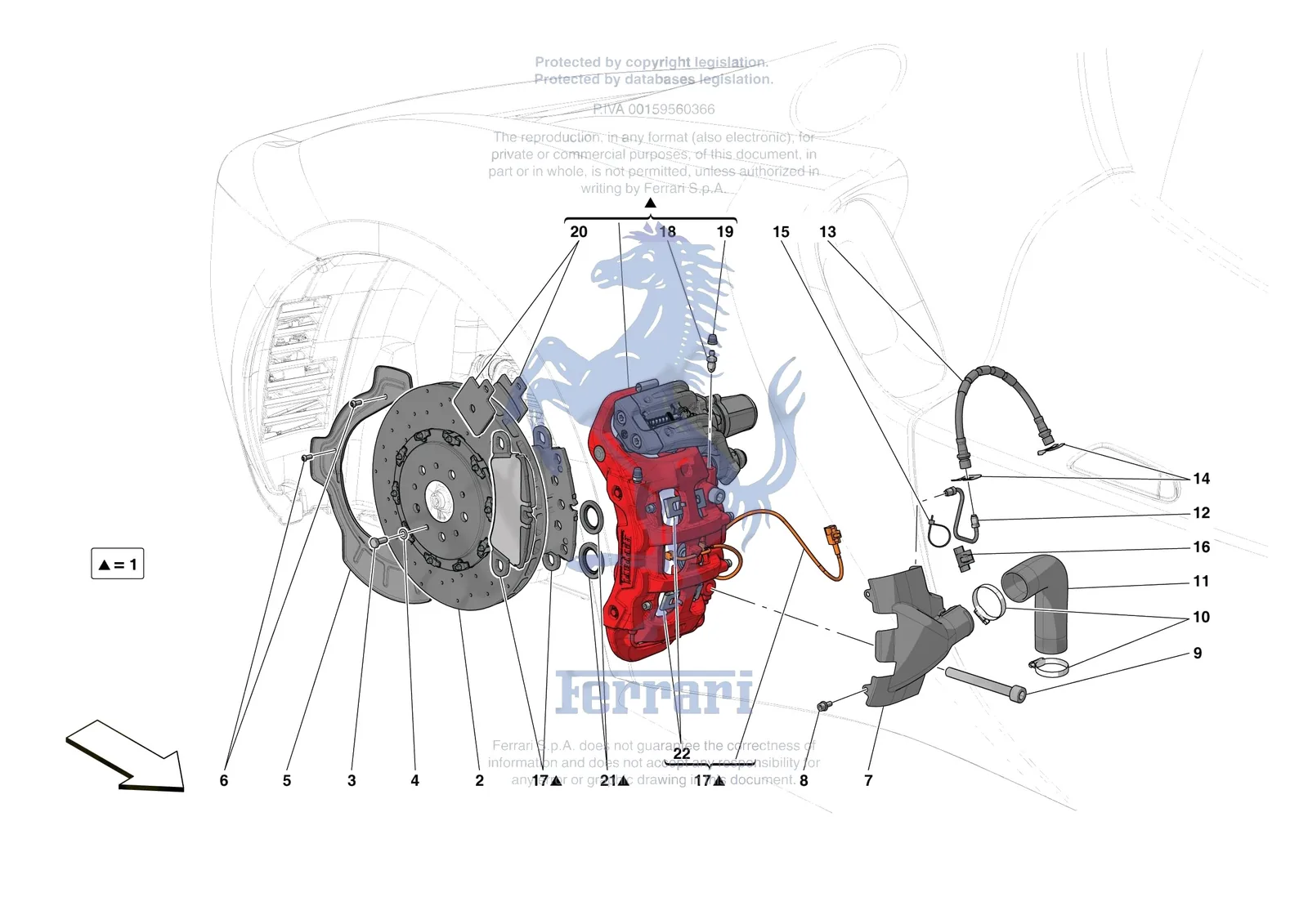 Ferrari 296 GTS [MECHANICAL SYSTEM] - D.27.03 - REAR SUSPENSION - CALIPERS AND DISCS exploded diagram