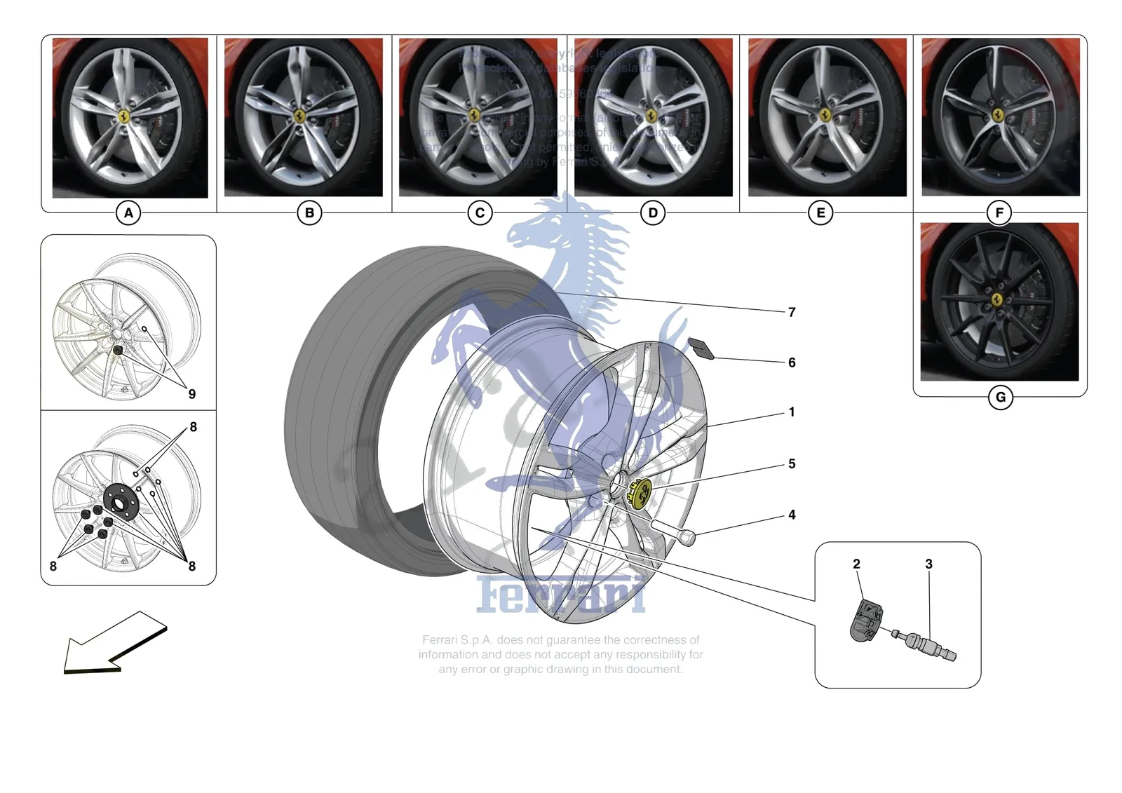 Ferrari 296 GTS [MECHANICAL SYSTEM] - D.29 - COMPLETE WHEELS exploded diagram