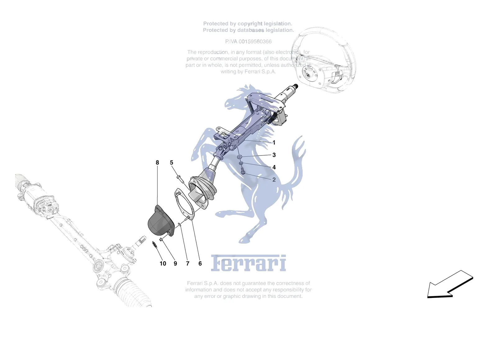 Ferrari 296 GTS [MECHANICAL SYSTEM] - D.30.01 - STEERING WHEEL AND STEERING SYSTEM - STEERING COLUMN exploded diagram