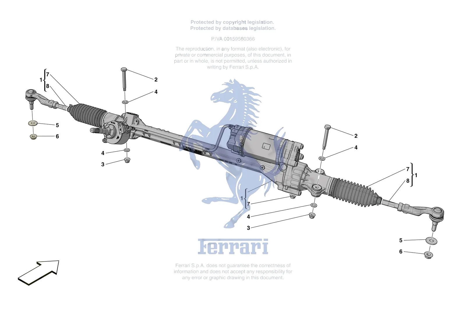 Ferrari 296 GTS [MECHANICAL SYSTEM] - D.31 - STEERING BOX exploded diagram