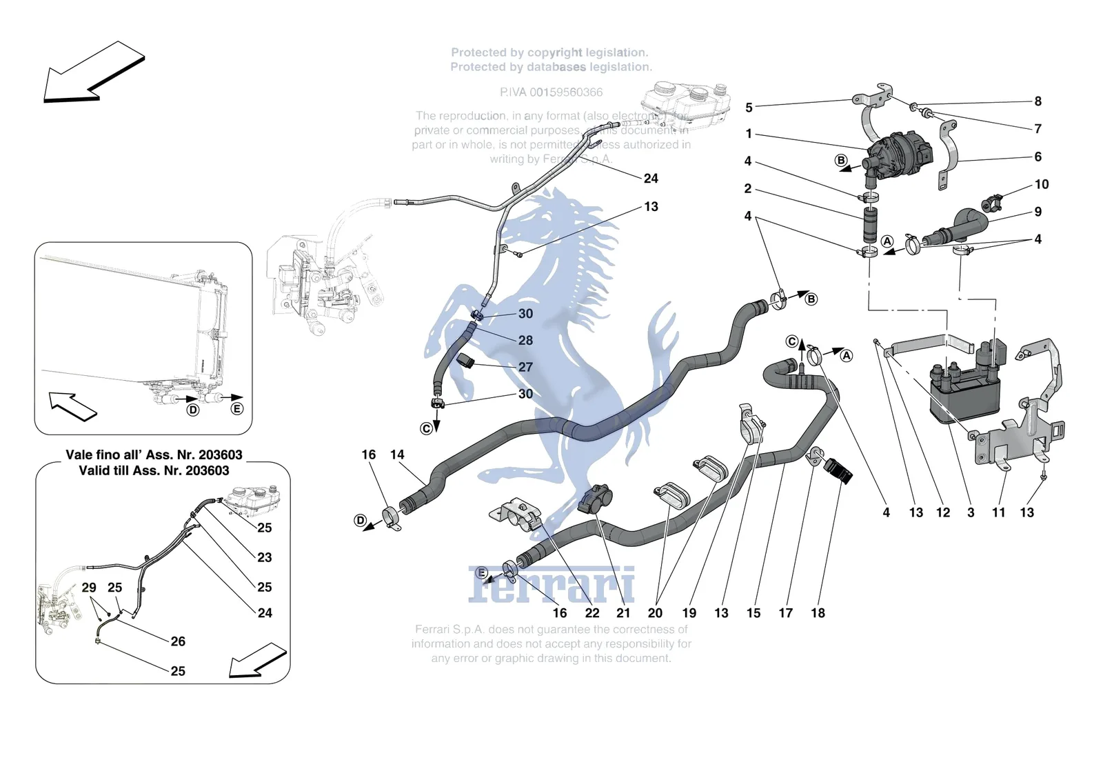 Ferrari 296 GTS [MECHANICAL SYSTEM] - D.36 - HV BATTERY COOLING exploded diagram